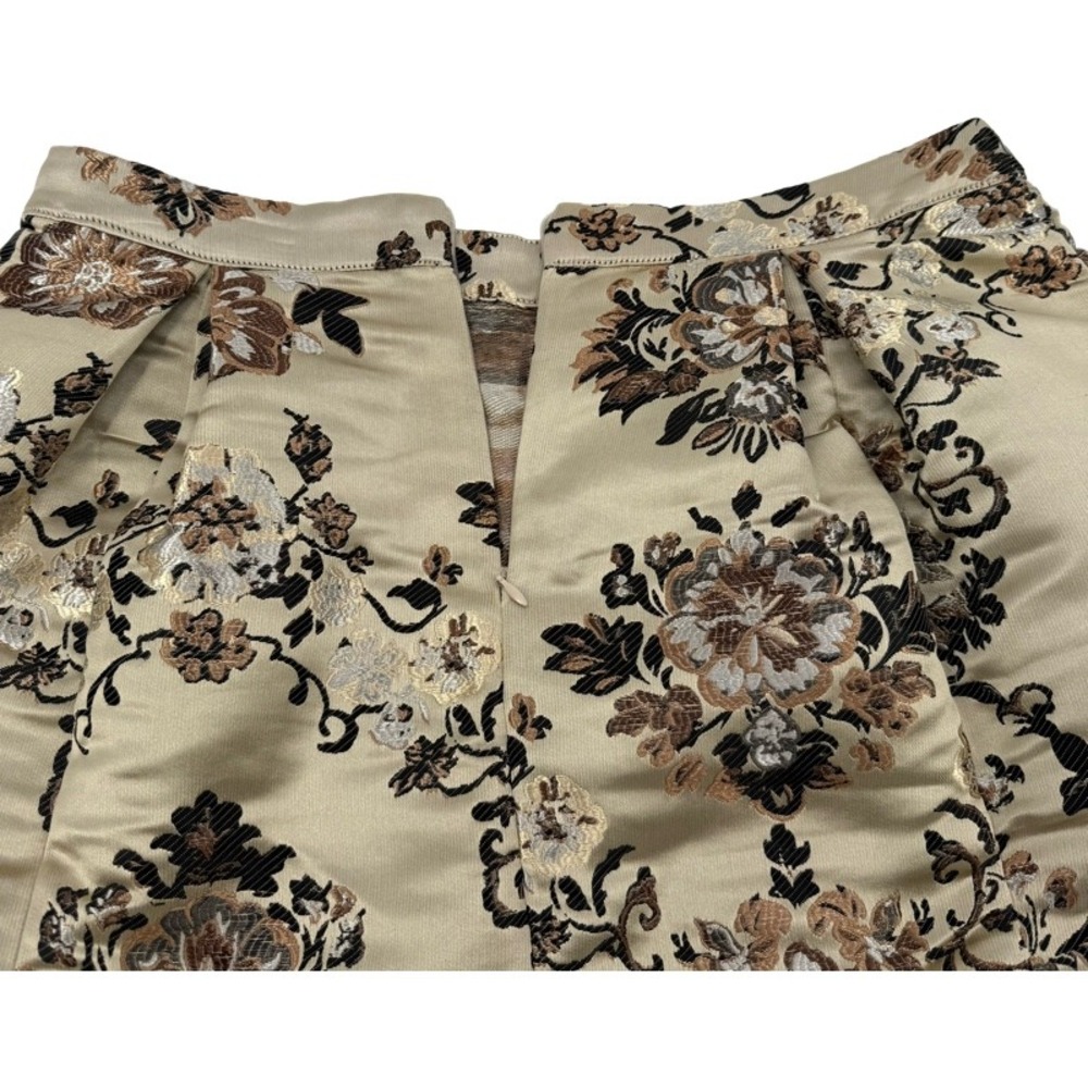 FREE PEOPLE NEW 12 Benjamina Satin Mini Skirt Champagne Floral Brocade Metallic - Picture 8 of 12